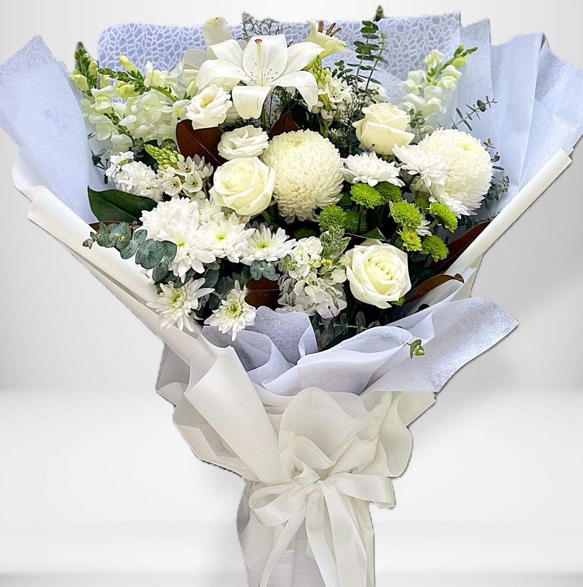 White Sympathy Flowers Arrangement - Hills District Florist