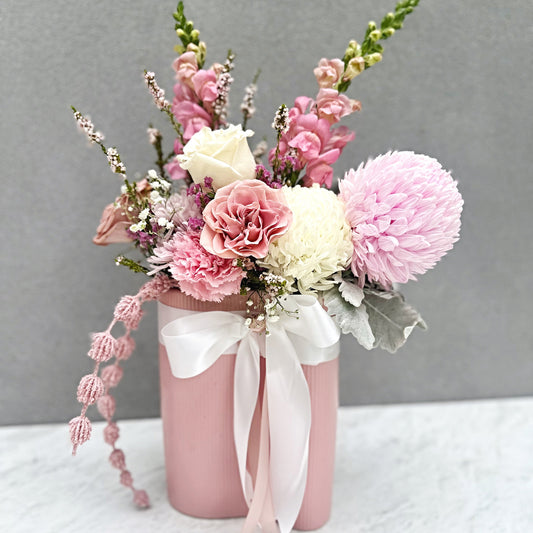 Pink and white flower arrangement for new baby girl arrival | Same day flower delivery Sydney