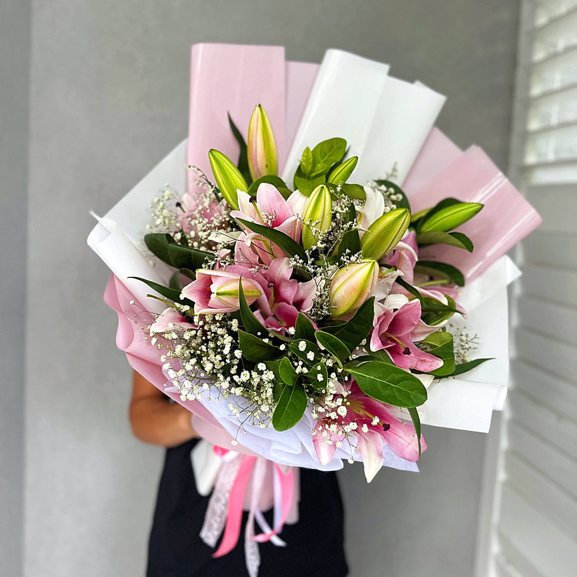 Luxury Pink Oriental Lilies bouquet with same day flower delivery Sydney