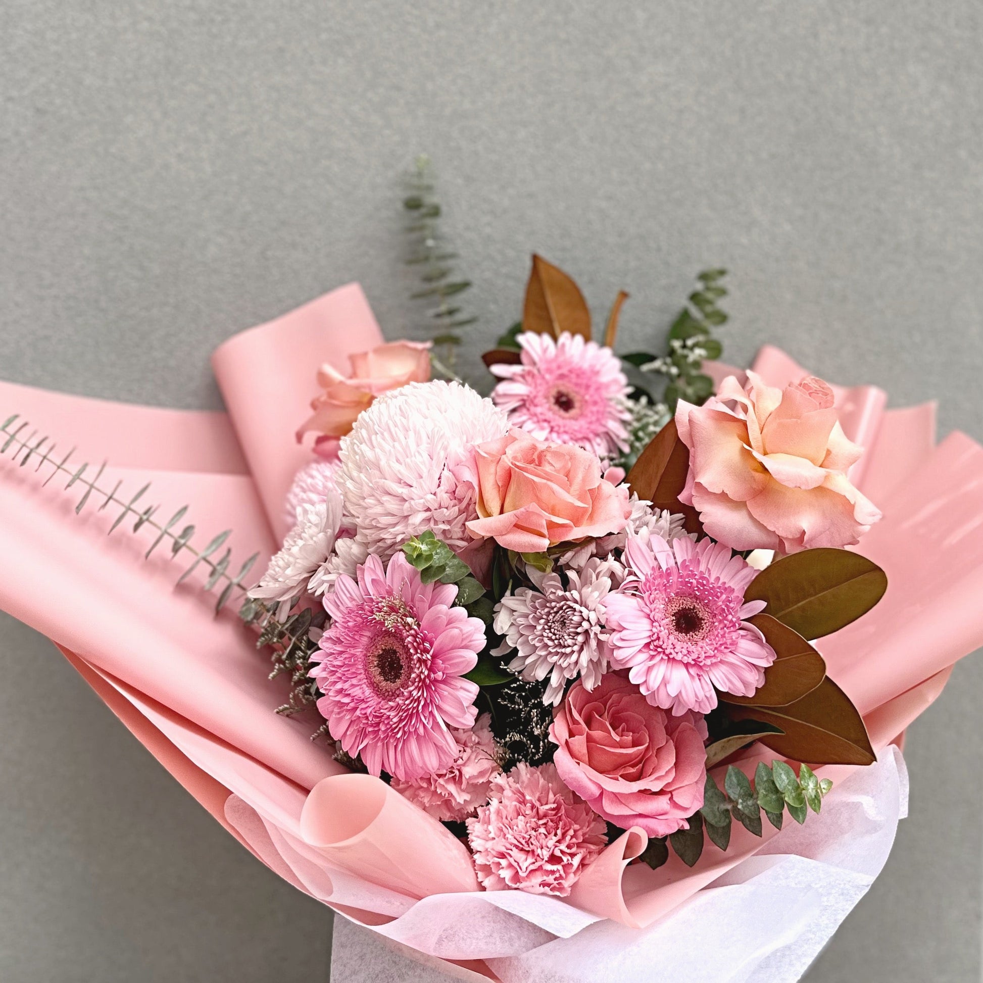 Pink Sorbet Large Bouquet with seasonal blooms and large roses - same day flower delivery Sydney metro