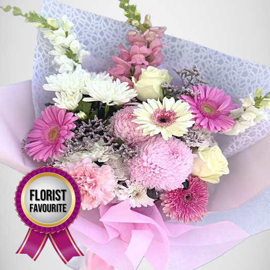 Large pastel pink and white luxe bouquet with gerberas and chrysanthemums | same day flower delivery hills District Sydney